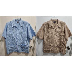 2x VTG Scorpio USA Guayabera Cuban 4 Pocket Short Sleeve Button Up Shirt Size XL